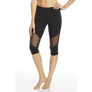 FABLETICS Rhodes Crop Legging S Black Mesh Panels Breathable Capri EUC B58
